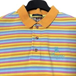 Vintage 90s Coogi Polo Shirt Mens 2XL Multicolor Stripe Embroidered Pima Cotton